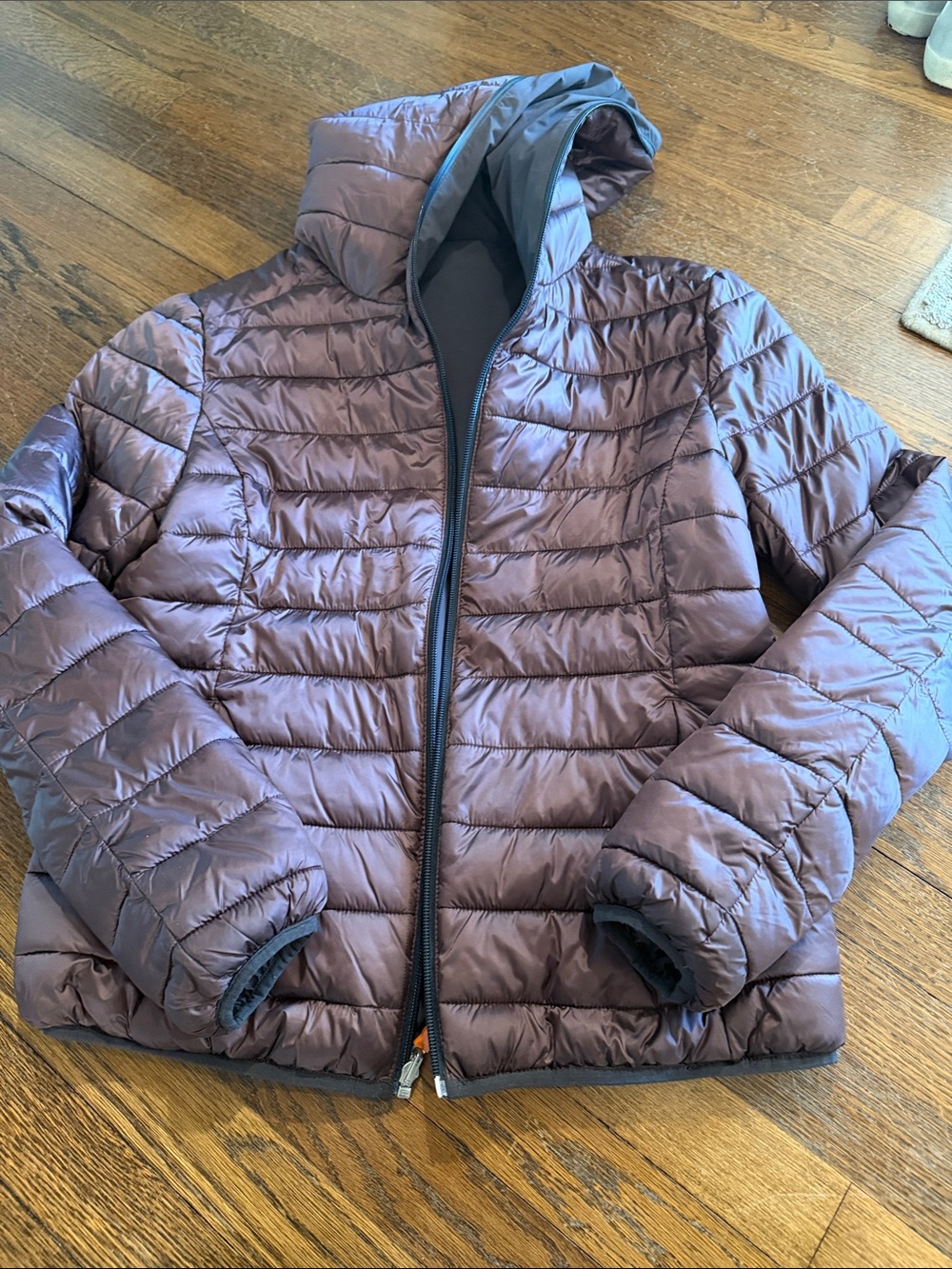 SAVE THE DUCK Quilted Hooded Puffer Jacket - Plum